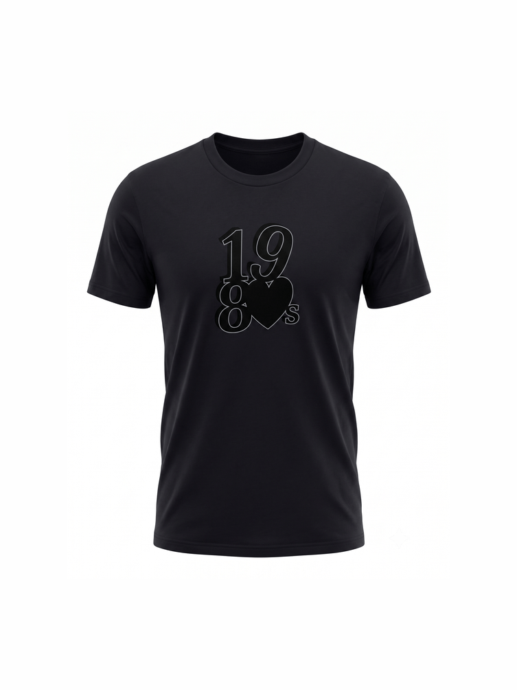 Unisex I Love The 1980's retro black graphic tee on organic cotton | Vinyl Coffee UK