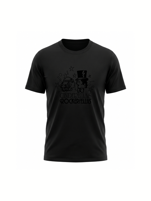 Unisex Cinderellas Rockerfellas Nightclub black graphic tee on organic cotton | Vinyl Coffee UK